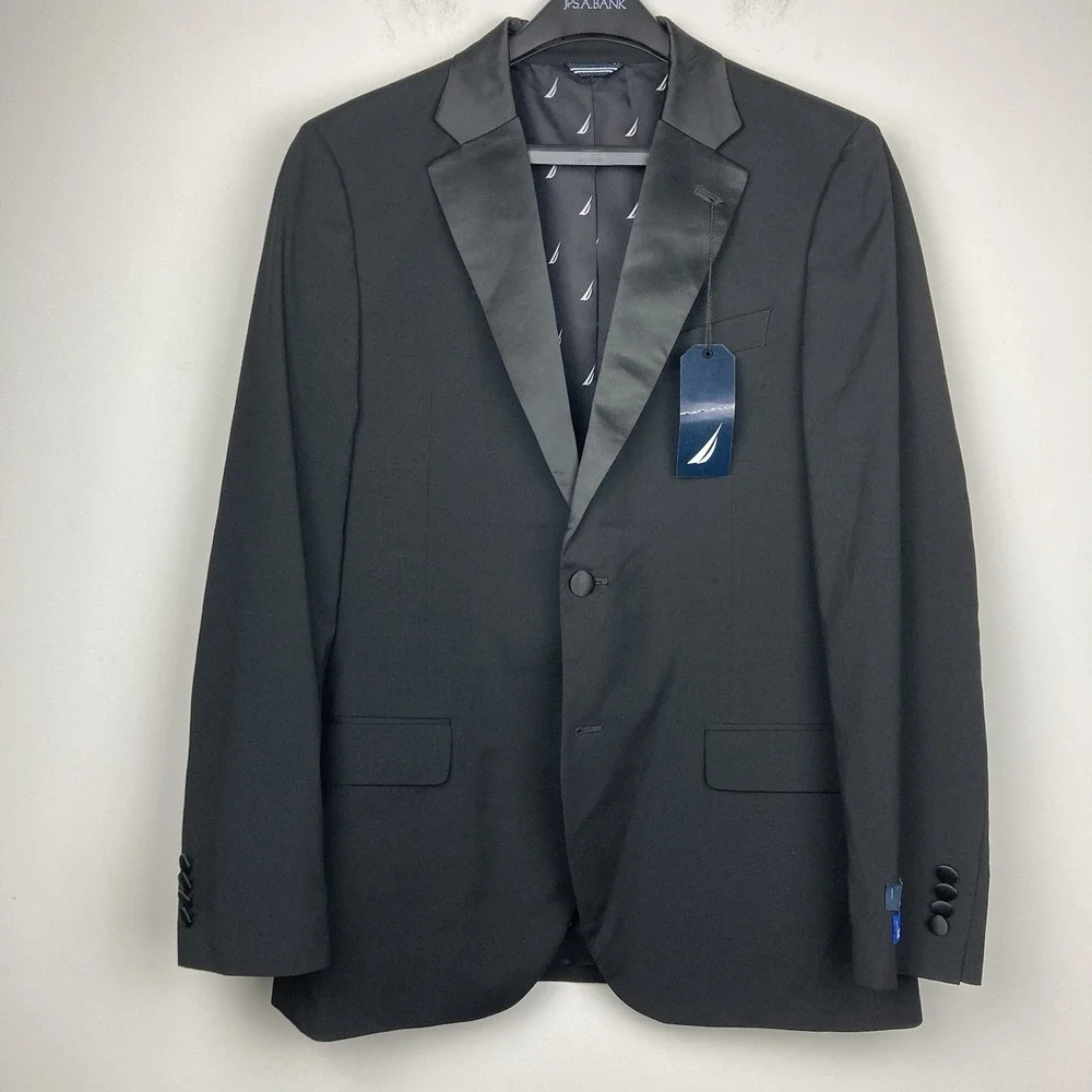 Nautica Mens Modern fit Tuxedo Jacket 38R No Pants Black Stretch
